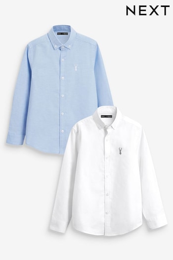 Blue & White 2 pack Long Sleeve Oxford Shirt (3-16yrs) (C96454) | £24 - £34