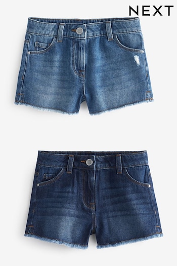 Blue Denim 2 Pack Regular Length Frayed Edge Shorts (3-16yrs) (C96568) | £18 - £23