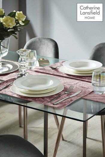 Catherine Lansfield 4 Pack Pink Crushed Velvet Placemats (C96675) | £20