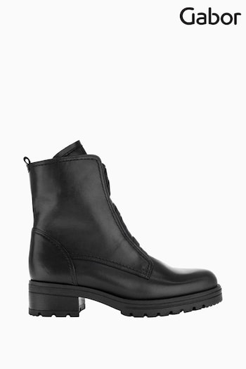 Gabor Sea Black Leather Ankle Boots (C96757) | £125