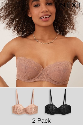 Black/Nude Non Pad Strapless Bras 2 Pack (C97091) | £29