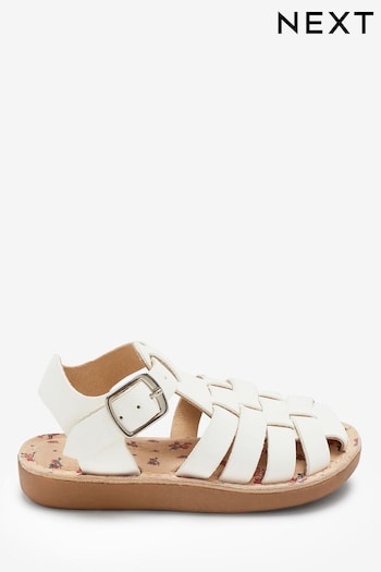 White Standard Fit (F) Fisherman Leather Sandals (C97177) | £23 - £27