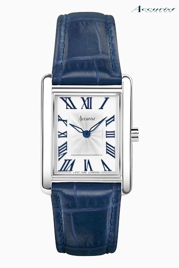 Accurist Womens Blue Rectangle Leather Strap Analogue Watch (C97197) | £169