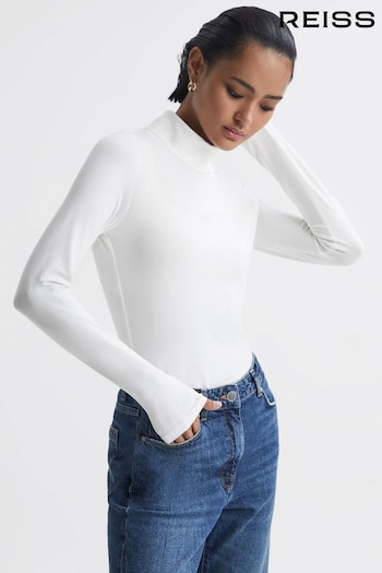 Reiss White Piper Fitted Roll Neck T-Shirt (C97203) | £48