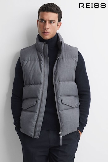 Reiss Grey Jets Quilted Sleeveless Gilet (C97326) | £198