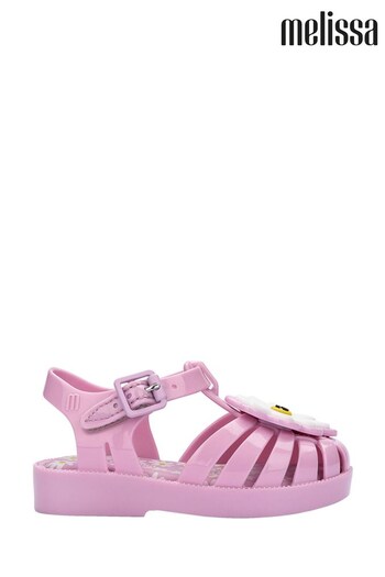 Melissa Pink 3D Flower Adornment Velcro Buckle Sandals (C97441) | £26