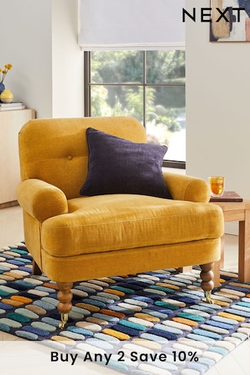 Fine Chenille Ochre Yellow Erin Accent Chair (C97483) | £375