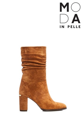 Moda In Pelle Mid Length Ruched Boots With Block Heel (C97525) | £155