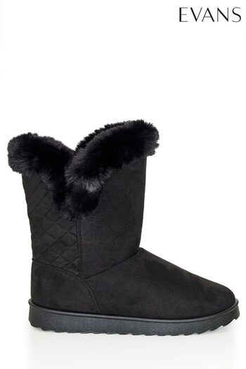 Evans Roxy Black Faux Fur Boots (C97598) | £50