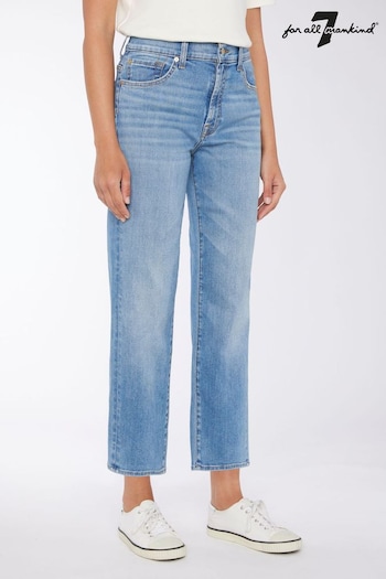 7 For All Mankind The Modern Straight Diary Blue High Rise Jeans (C97606) | £220