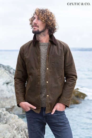 Celtic & Co. Mens Waxed Brown Cotton Overshirt (C97858) | £149
