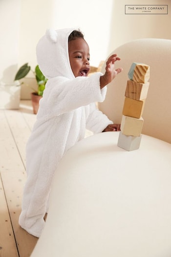 The White Company White Recycled Fleece Baby Pramsuit (C98255) | £32