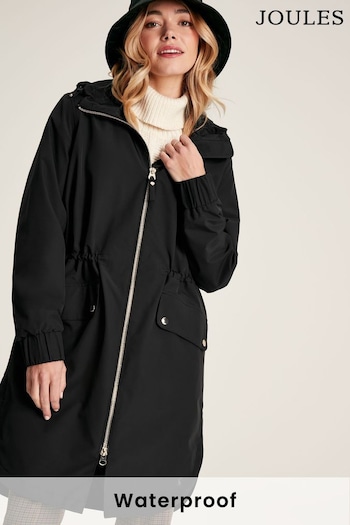 Joules Elmfield Black Waterproof Raincoat With Hood (C98297) | £129