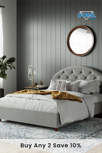 Dorel Home Grey Europe Aspen Velvet Upholstered Bed (C98315) | £350 - £370