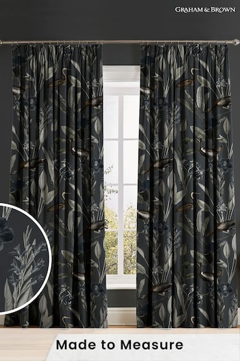 Graham & Brown Midnight Black Glasshouse Made to Measure Curtains (C98509) | £119