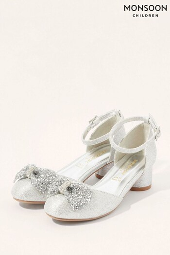 Monsoon Silver Dazzle Bow Two-Part Heels (C98629) | £26 - £30
