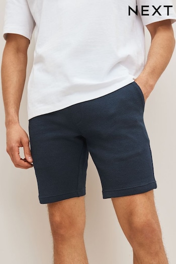 Navy Blue Textured Fabric Jersey Shorts (C98784) | £24