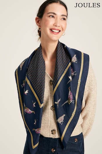 Joules Bloomfield Blue Silk Square Scarf (C98849) | £39.95