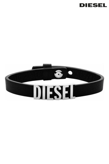 Diesel Gents Black Leather/Steel Bracelet (C98858) | £79