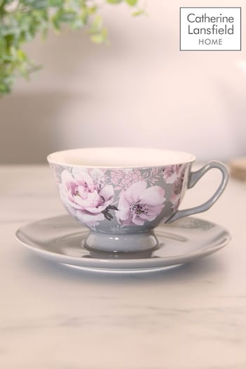 Catherine Lansfield Dramatic Floral Teacup & Saucer Set (C98922) | £19