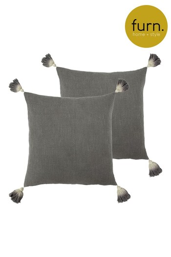 furn. 2 Pack Grey Eden Cotton Slub Filled Cushions (C99039) | £24