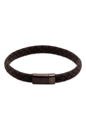 Unique & Co Gents Black Leather Mens Collection Bracelet (C99045) | £59