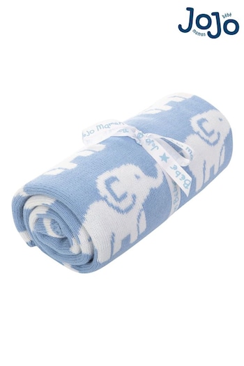 JoJo Maman Bébé Blue Elephant Knitted Shawl (C99216) | £26
