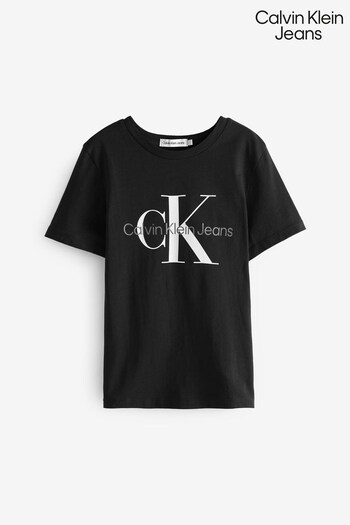Calvin Klein Boys Monogram Logo Black T-Shirt (C99290) | £40