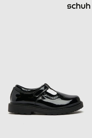 Schuh Junior Black Lock Patent T-Bar Shoes sandals (C99579) | £30