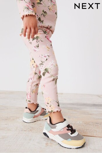 Pale Pink Floral Rib Jersey Leggings (3mths-7yrs) (C99582) | £5.50 - £7.50