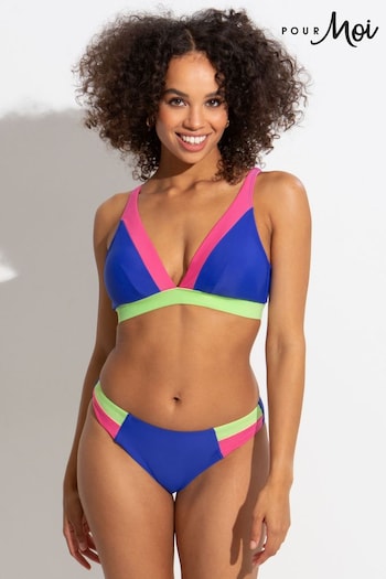 Pour Moi Blue Palm Springs Colourblock Bikini Top (C99729) | £22