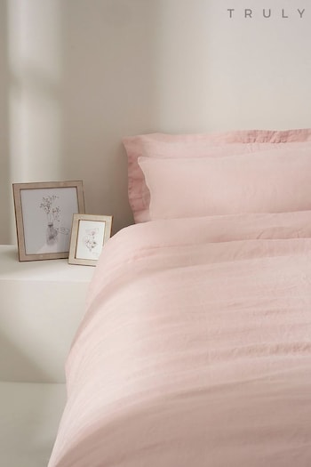 Truly Blush Pink Linen Duvet Cover (C99743) | £230