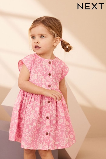 Pink Floral Linen Summer Dress (3mths-8yrs) (C99869) | £10 - £13