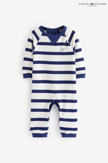 Tommy Gradient Hilfiger Baby Blue Striped Towelling Bodysuit (C99872) | £55