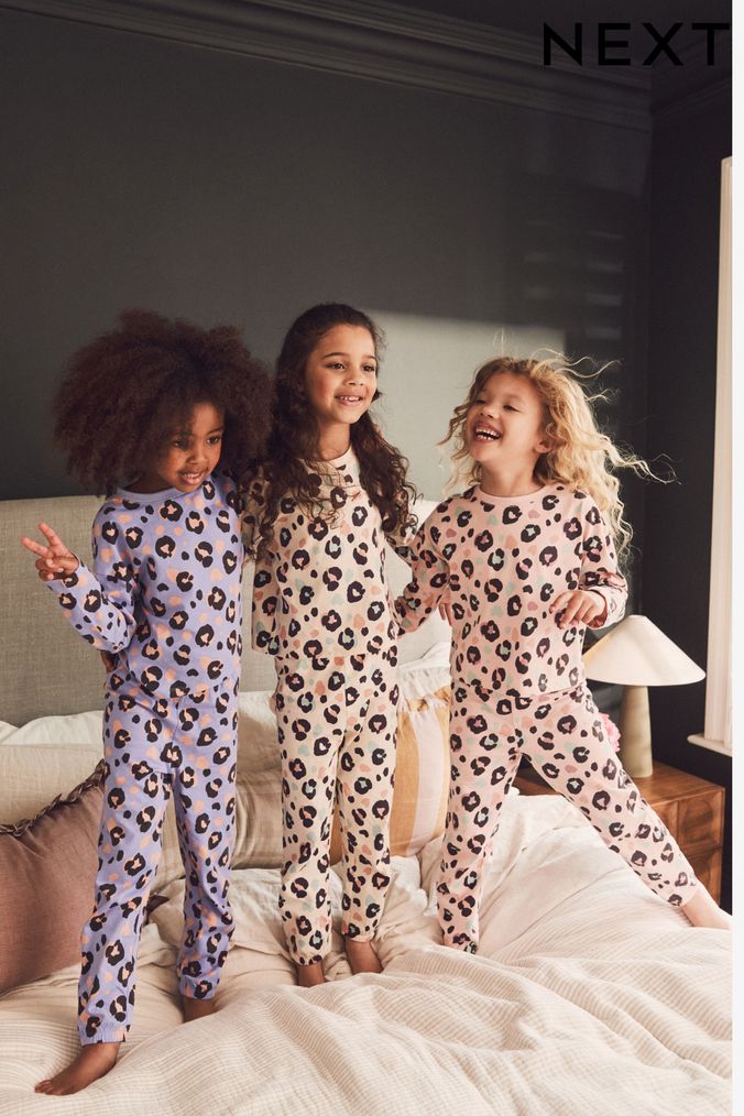 Girls leopard sales print pyjamas