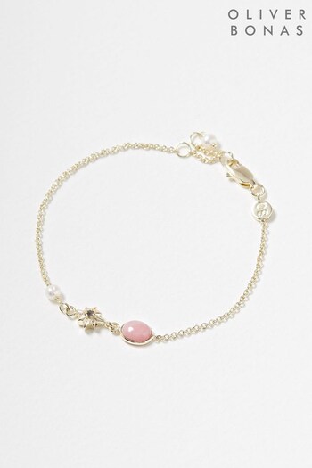 Oliver Bonas Pink Juliet Star Opal Chain Bracelet (C9G563) | £34