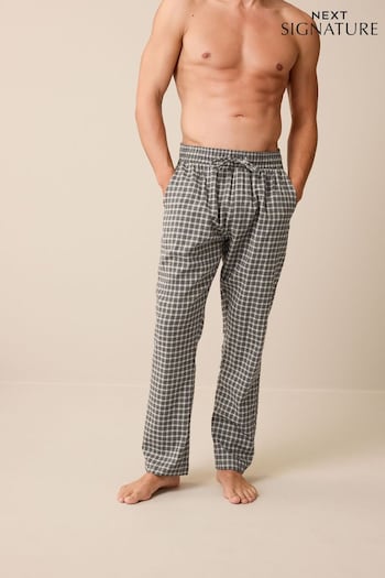 Neutral/Grey Signature Brushed Woven Check Pyjama Bottoms (CG8546) | £24