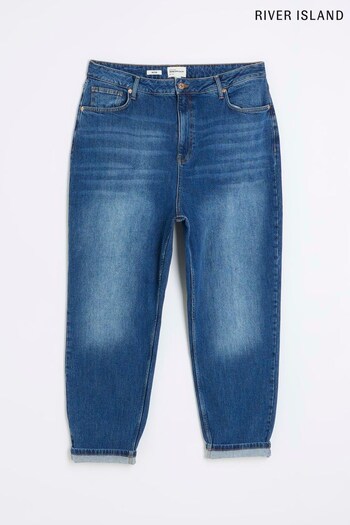 River Island Blue Plus High Rise Slim Mom Jeans (CJ9368) | £43