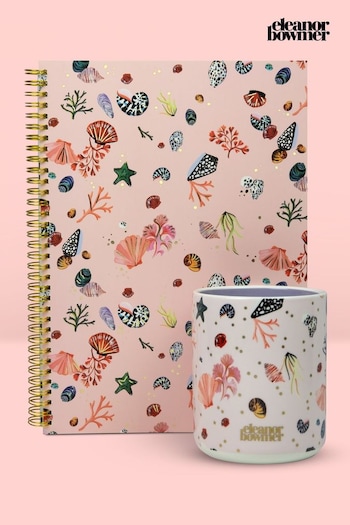 Eleanor Bowmer Pink Shell Notebook & Pen Pot Set (CLZ064) | £30