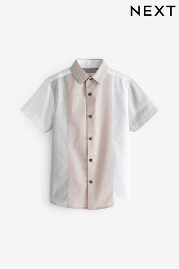 Neutral Short Sleeve Colourblock Shirt (3-16yrs) (D00031) | £15 - £20
