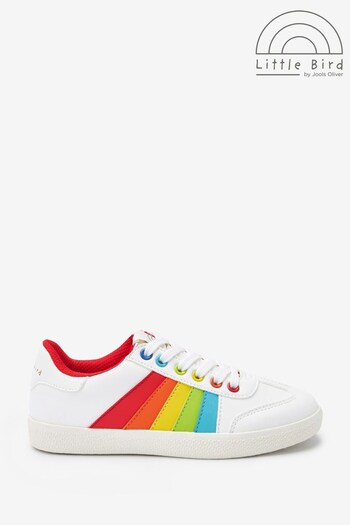 Little Bird by Jools Oliver White Older Rainbow Stripe Trainers (D00038) | £30 - £34