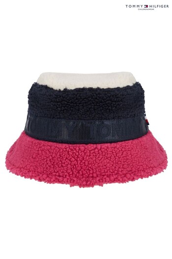 Tommy Hilfiger Girls Pink Bucket Hat (D00055) | £16.50