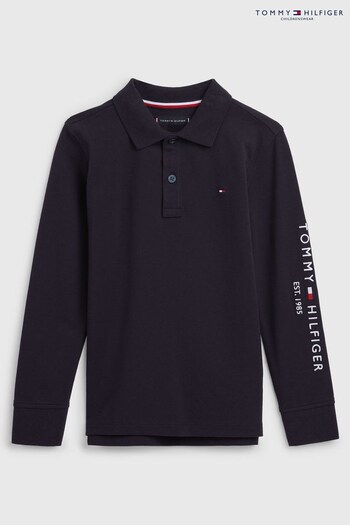 Tommy Hilfiger Blue Essential Long Sleeve Polo Shirt (D00119) | £40 - £50