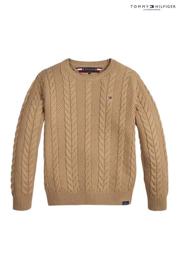Tommy Hilfiger Essential Cable Knit Brown Sweater (D00130) | £55 - £65