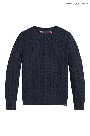 Tommy Hilfiger Blue Essential Cable Knit Sweater (D00131) | £55 - £65