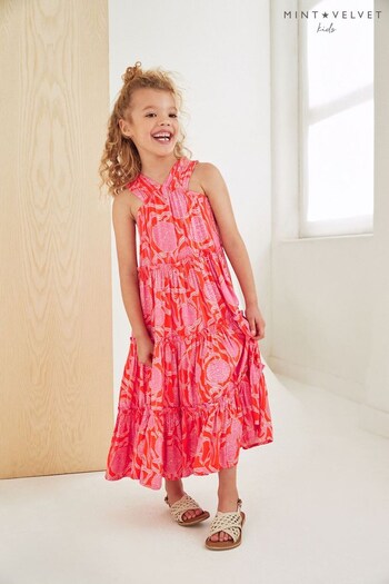 Mint Velvet Orange/Pink Kendra Print Floral Maxi Dress (D00177) | £40 - £44