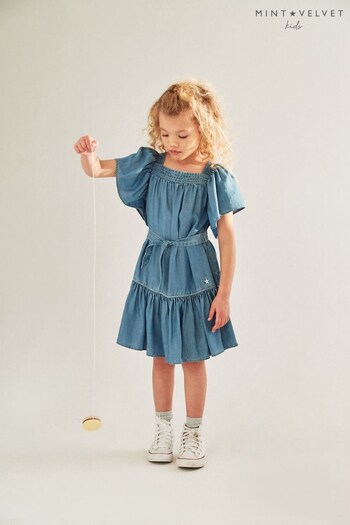 Mint Velvet Blue Smocked Dress (D00182) | £25 - £29