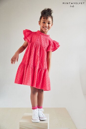 Mint Velvet Pink Broderie Dress (D00185) | £36 - £40