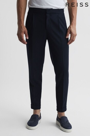 Reiss Navy Brighton Relaxed Rolled Hem Trousers (D00329) | £138
