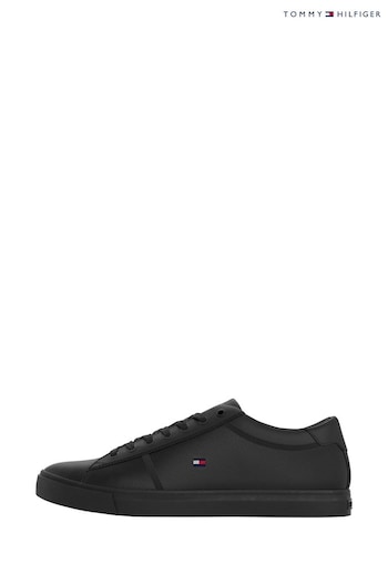 Tommy Hilfiger Iconic Black Leather Trainers (D00349) | £110